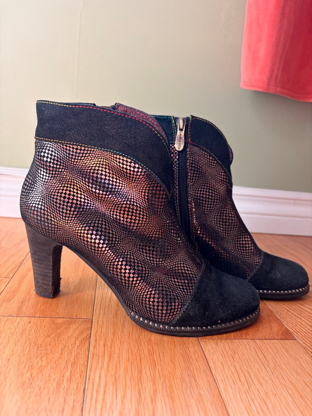 Laura Vita Metallic Reptile Ankle Boots 37 Artsy Boho Whimsigoth Heels